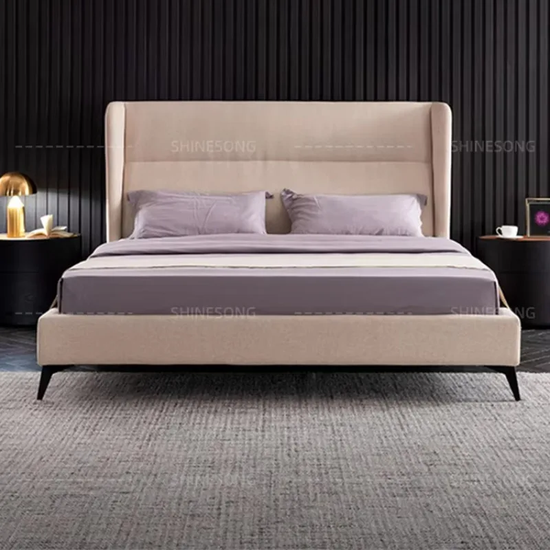 

Современный дизайн, итальянская мебель для спальни, комплект кровати, мягкая тканевая кровать размера «king-size»