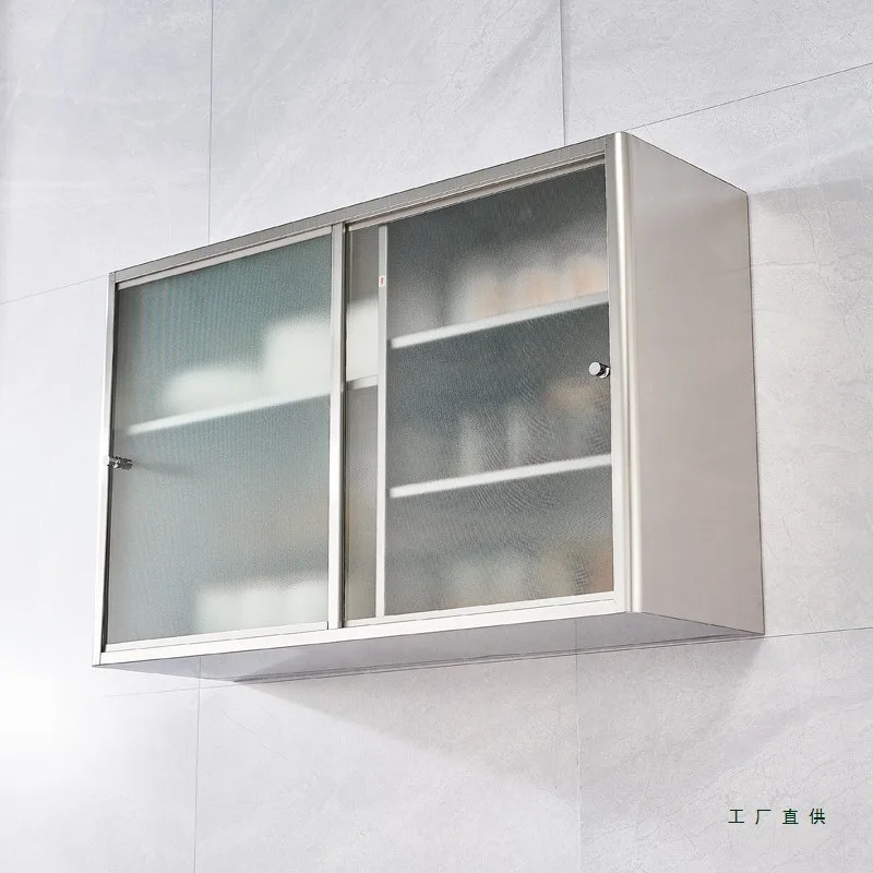 Wall cabinet wall cabinet wall cabinet 304 stainless steel bathroom glass sliding door storage kitchen
