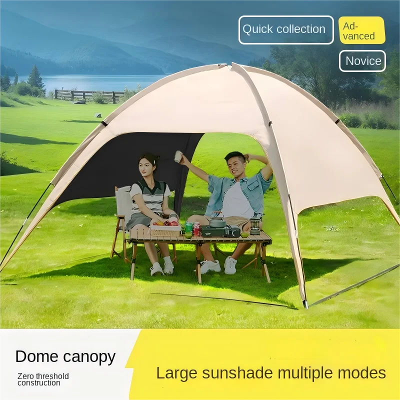Dome Tent Oversized Awning Outdoor Camping Portable Windproof Sunproof Rainproof Black Oxford Four-season Camouflage Tent