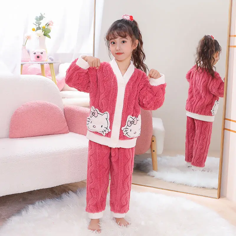 Sanrio Cinnamoroll Heat Pajamas for Children Home Clothing Stitch Girl Child Girl Kids Winter & Robe Sleepwear Children's Mother