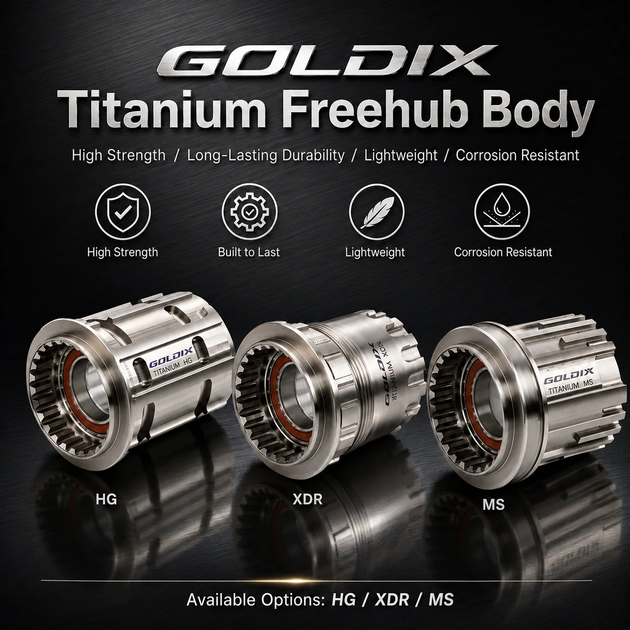 goldix-corpo-del-mozzo-in-lega-di-titanio-compatibile-con-la-maggior-parte-dei-modelli-goldix-hg-xd-ms-road-hgr-xdr-msr-leggero-e-resistente