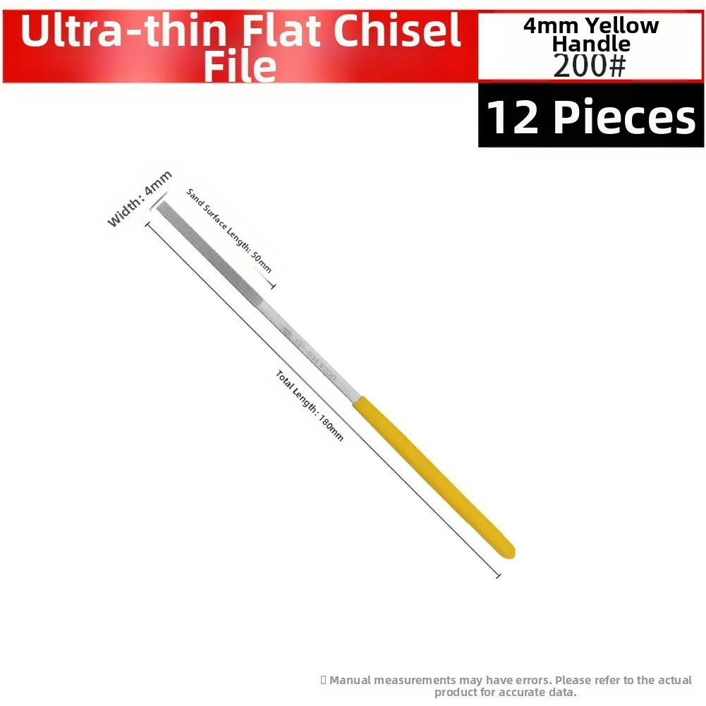 12 Piece Flat And Oblique File Set 45 Steel Electroplated Ergonomic Soft Rubber Handle For Metal Wood For Surface Contusion Tool