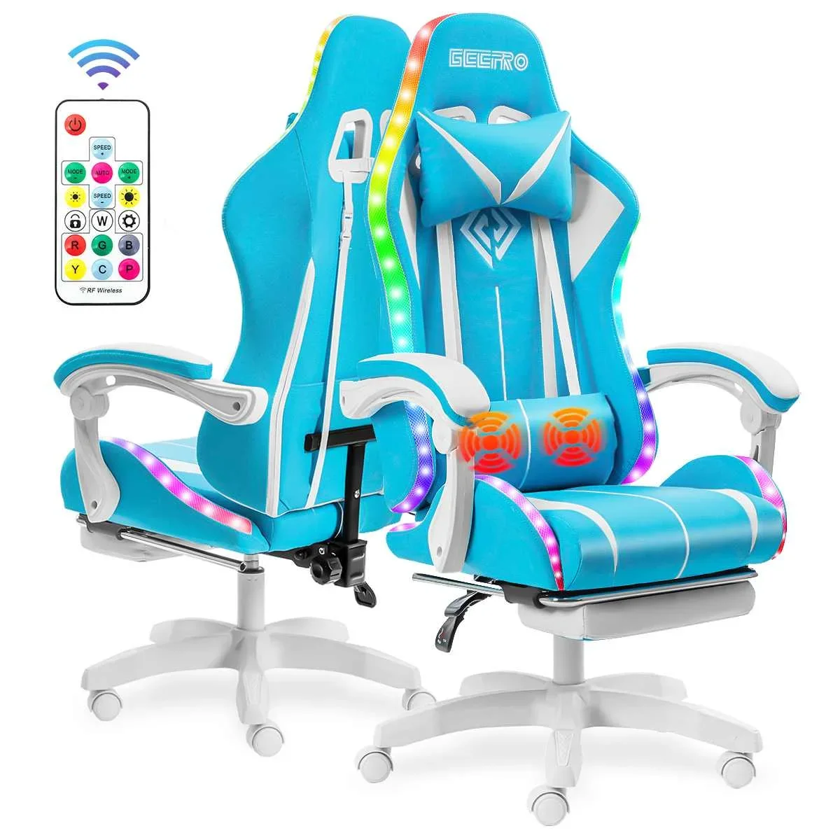 

High Quality Gaming Chair RGB Light Office Chair Gamer Computer Chair Ergonomic Swivel 2 Point Massage Gamer