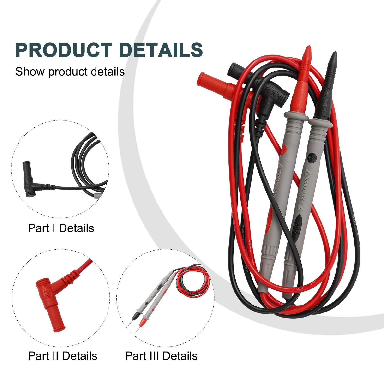 1 Pc Silicone Insulated Test Leads 910mm Cable Accessories Electrical Equipment Gold Lead Cord Multimeter Needle