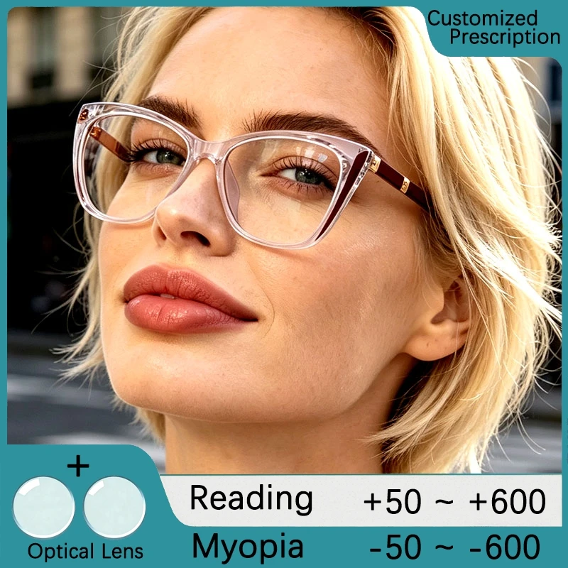 Women's Myopia Glasses New Square Cat Eye Design Anti-blue Light Reading Glasses Women Customizable Prescription 319731 