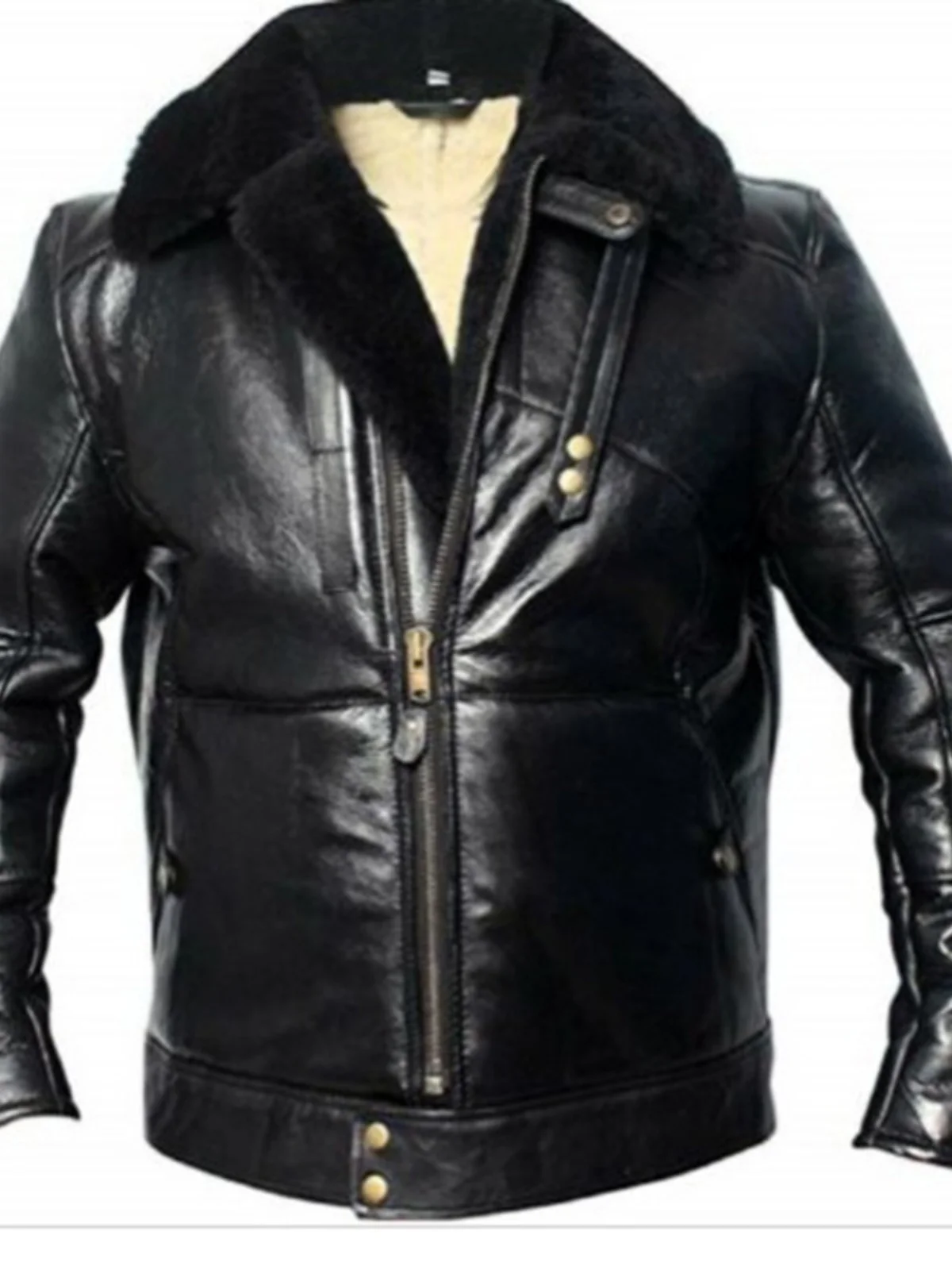 

Bla Men's Leather Jaet Motorcycle Sle Winter Coat Slim Fit Zipper Design Long Sve Casual Faion Thiened Leather