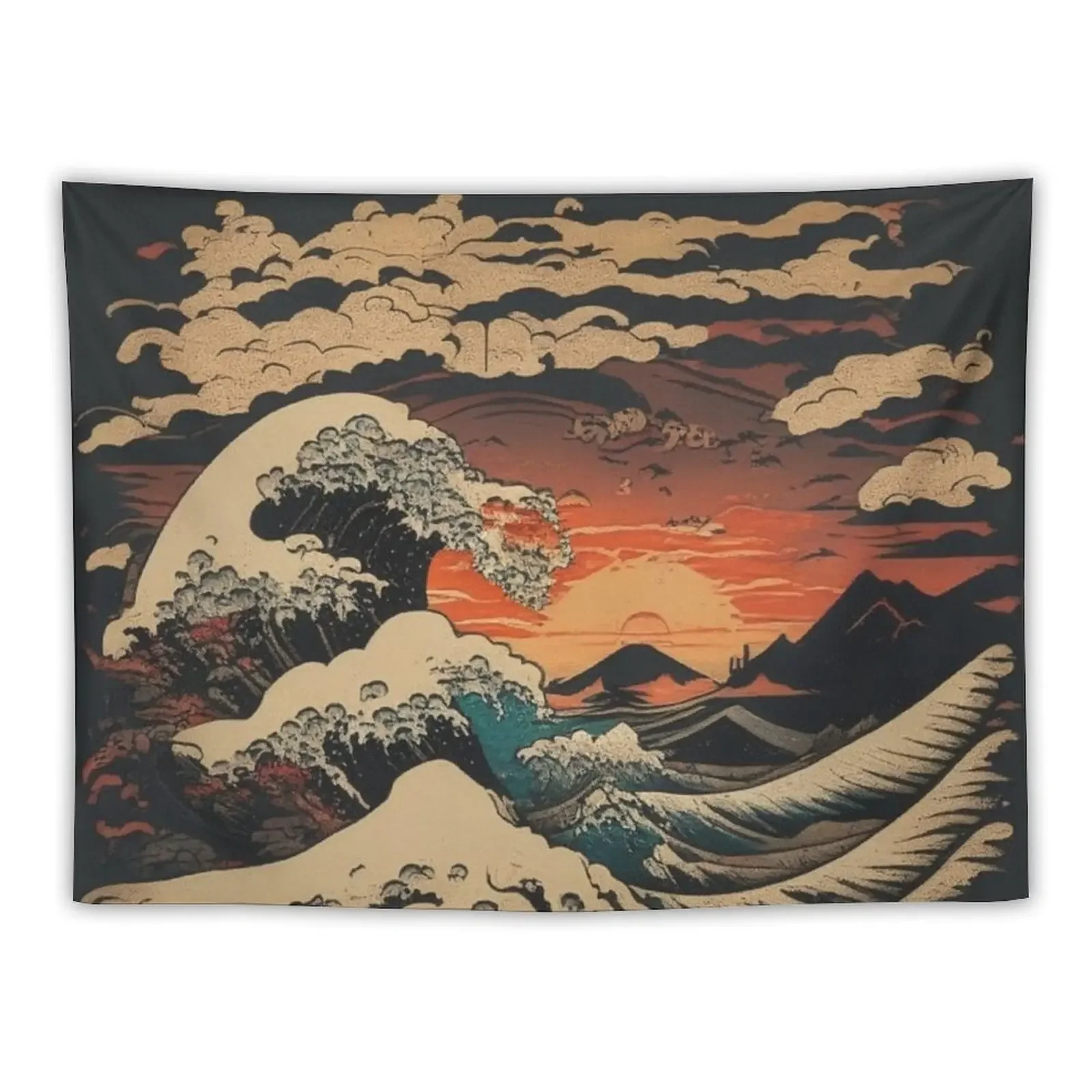 The Great Wave of Kanagawa 1831 Katsushika Hokusai Black Tapestry Aesthetic Home Decor Wall Decoration Tapestry