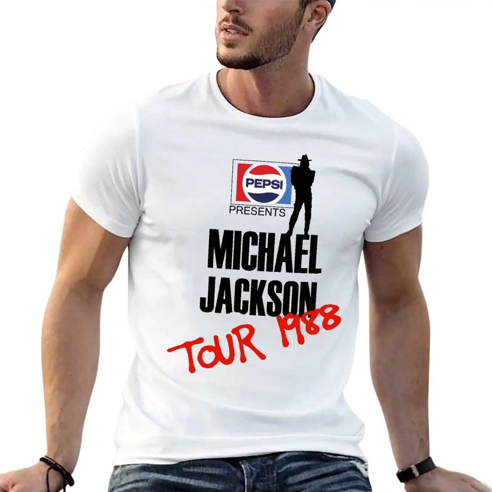 Michael Jackson Bad Tour 1988 Oversized T-Shirts Summer Men'S Clothes 100% Cotton Streetwear Plus Size Top Tee