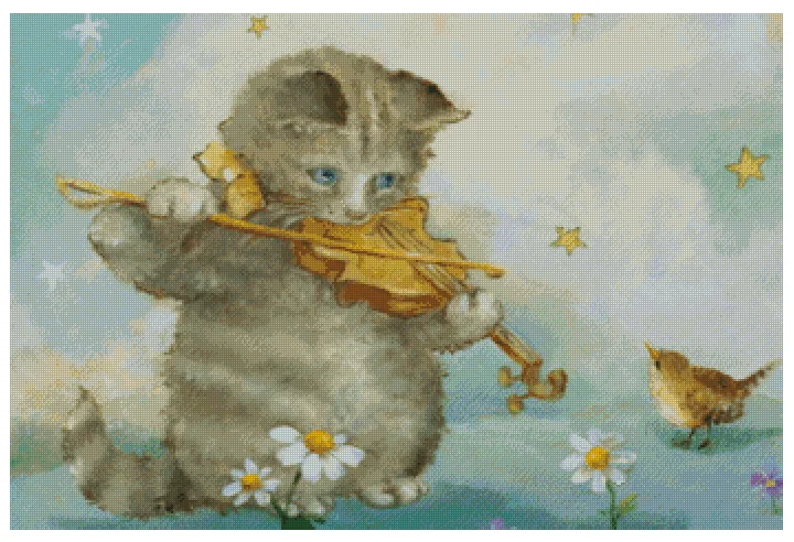 

Cat And The Fiddle 18CT 16CT 14CT Unprinted Top Quality Cross Stitch Kits Embroidery Art DIY Handmade Needlework Home Decor