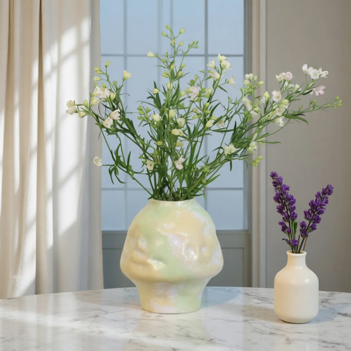 Gradient Glaze Irregular Ceramic Vase, Minimalist Hydroponic Flower Pot for Clematis Tabletop Home Decor