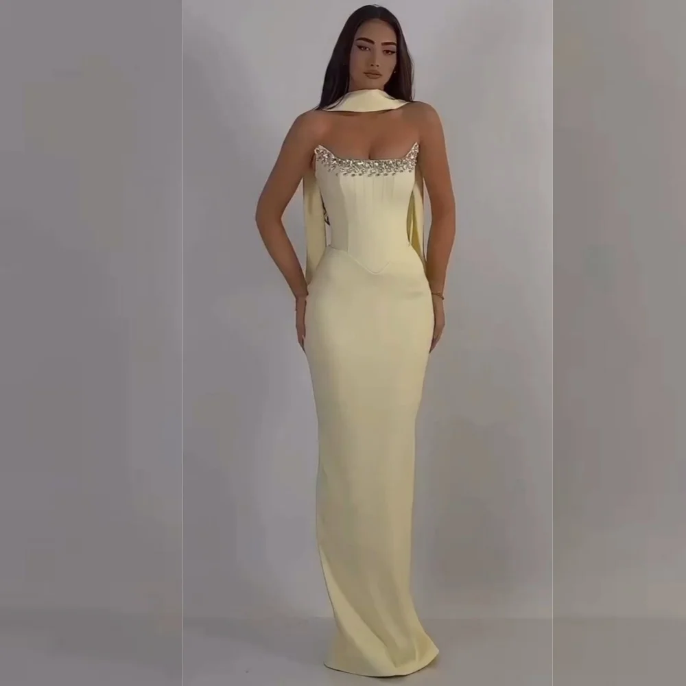 

Customized Elegant Intricate Jersey Sequined Straight Strapless Long Dresses Bespoke Occasion Classic