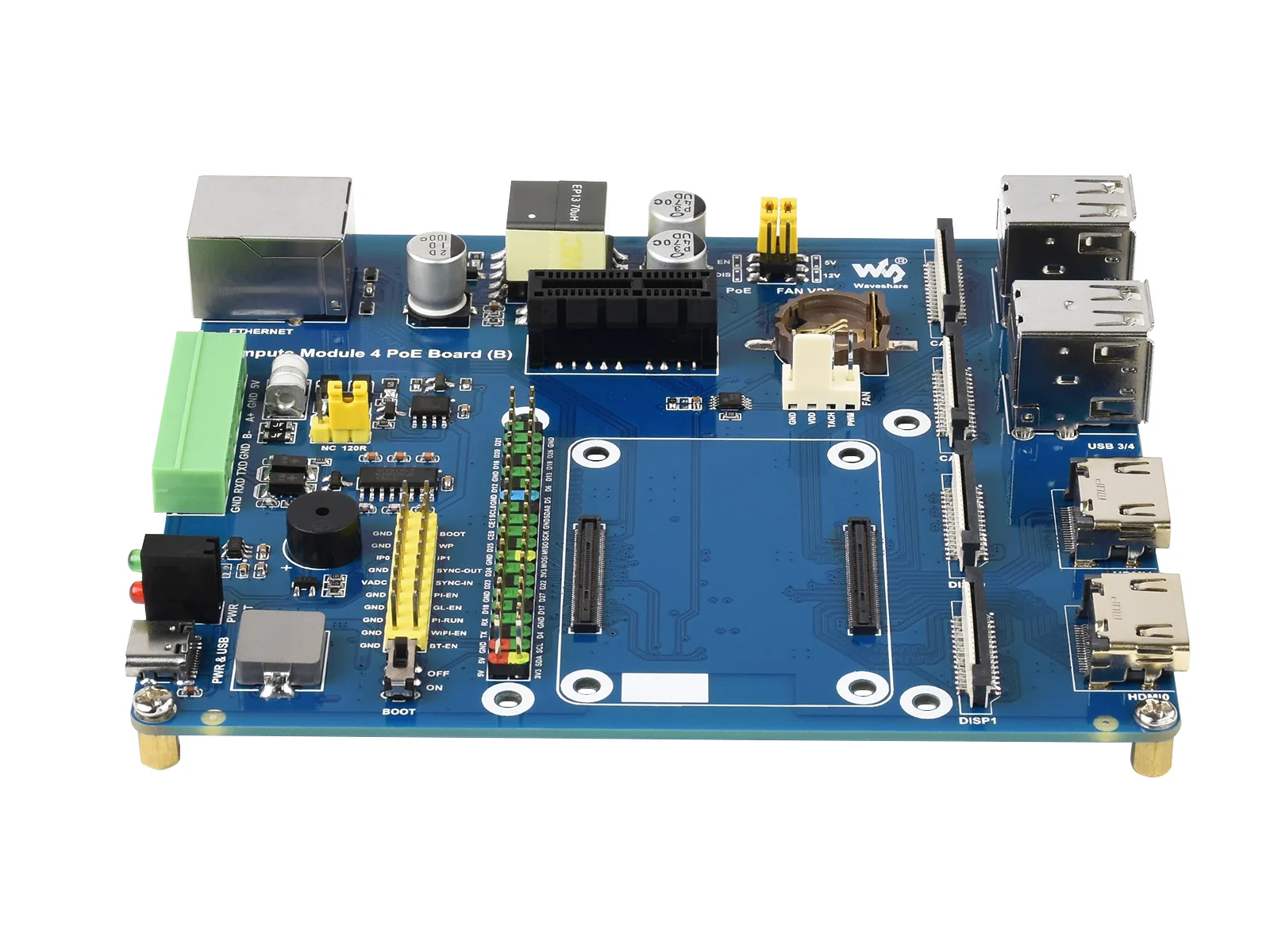 وحدة حساب Raspberry Pi 4 لوحة IO مع ميزة PoE (النوع B)، لجميع وحدات الحساب 4 الاختلافات