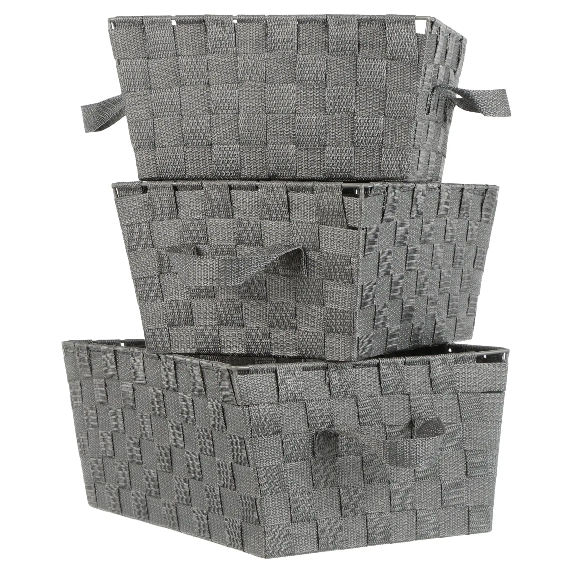 Whitmor Woven Strap Storage Baskets - Set Of 3 - Gray