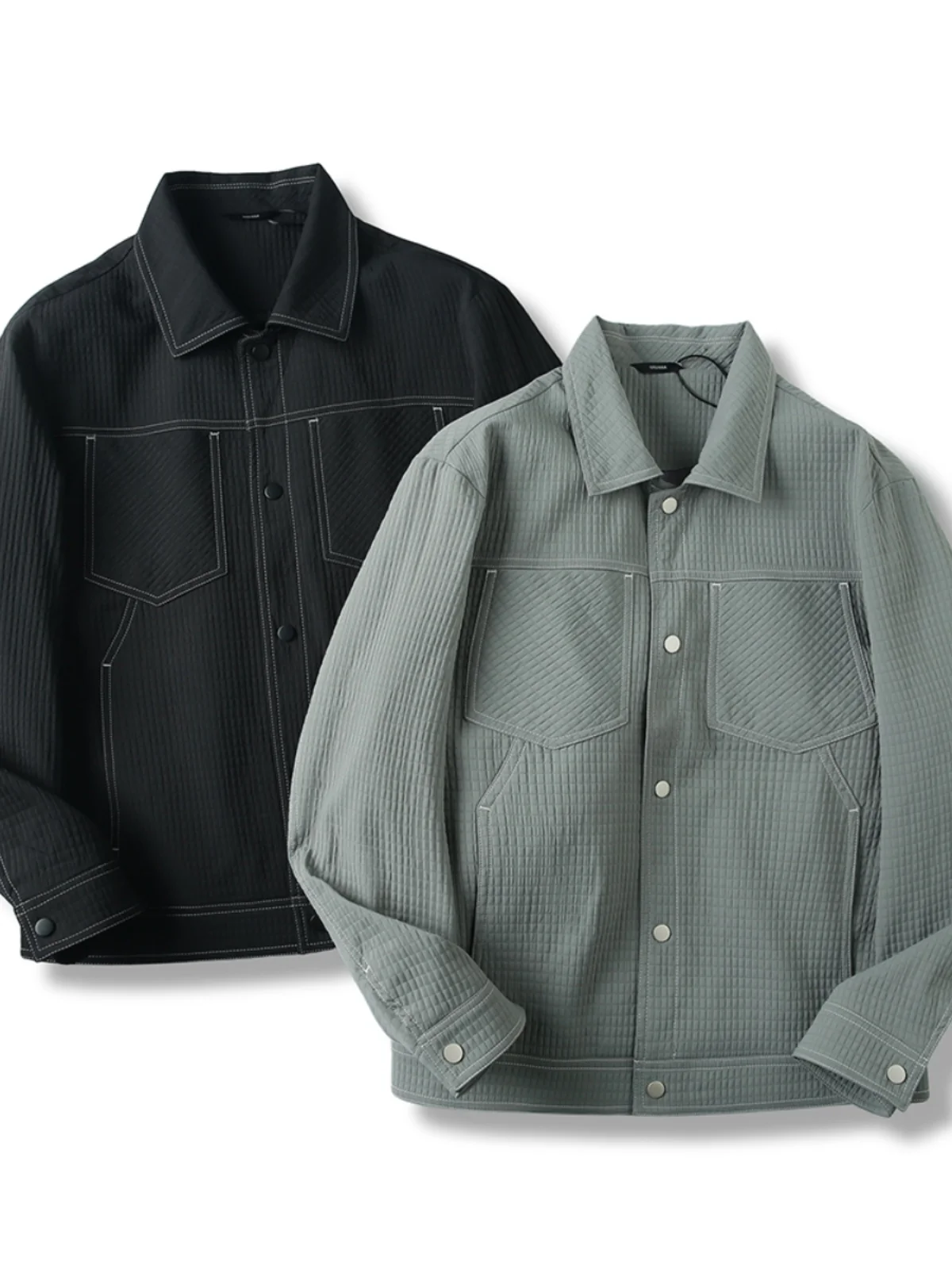 

Модная осенняя куртка из клетчатой ткани, повседневная, с воротником-стойкой, мужская рабочая одежда, удлиненная, свободного кроя, для городской молодежи