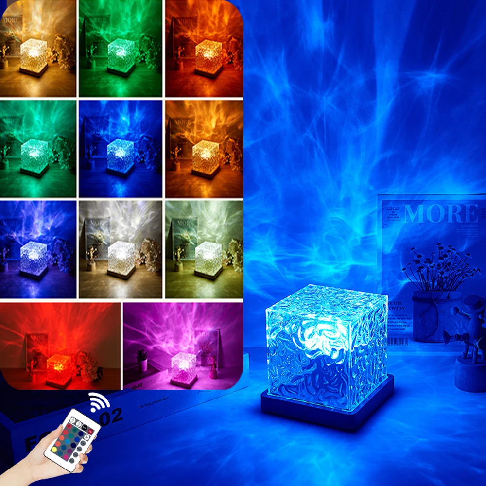 Ocean Wave Projector Light 16 Colors Midnight Aura Aurora Glow Lamp Home Office Bar Restaurant Underwater Projector Night Light