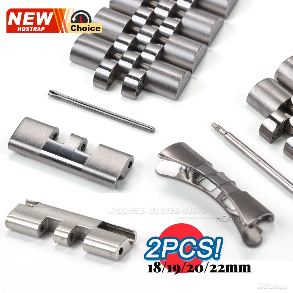 2 Buah Konektor Baja Tahan Karat Ujung Melengkung Antarmuka Datar 18Mm 19Mm 20Mm 22Mm untuk Alat Perbaikan Jam Tangan Jubilee untuk Seiko SKX009/007