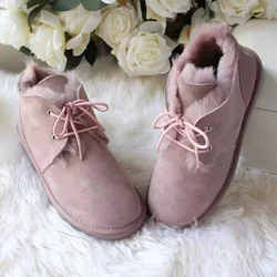 Ankle Boots 2025 Top Fashion Genuine Sheepskin Leather Boots 100% Natural Fur Warm Winter Boots Non-Slip Snow Boots for Women