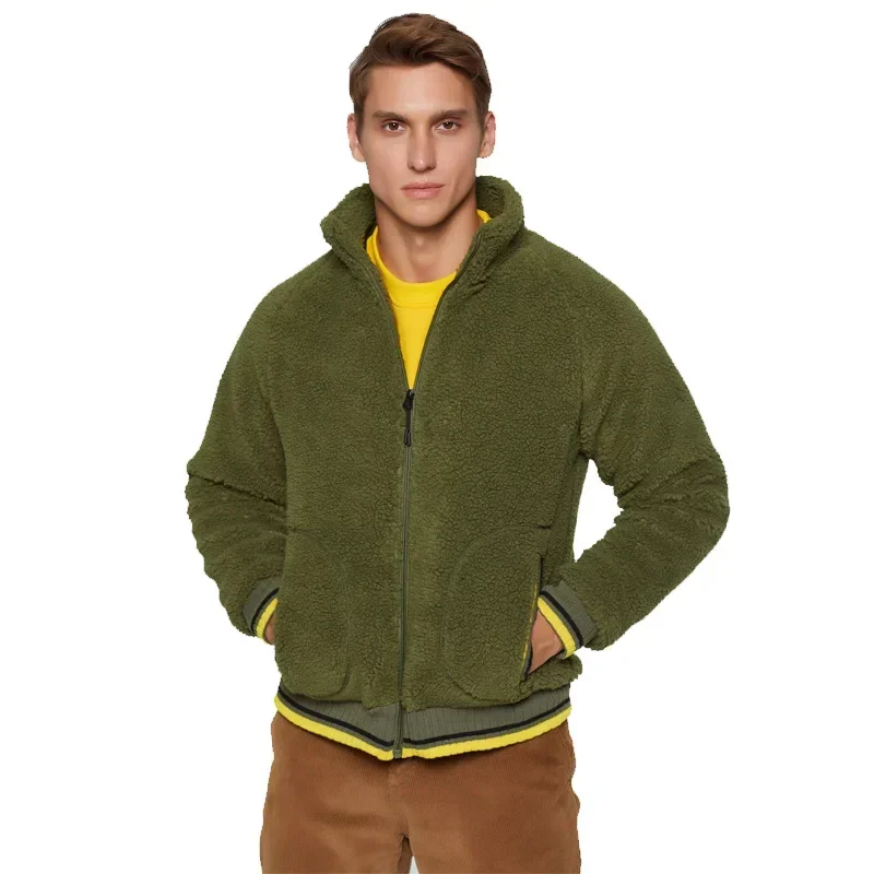 MRMT 2024 Brand Autumn and Winter Men's Jackets Loose Cardigan Lamb Overcoat for Male Cashmere Sweater Warm Jacket Clothing