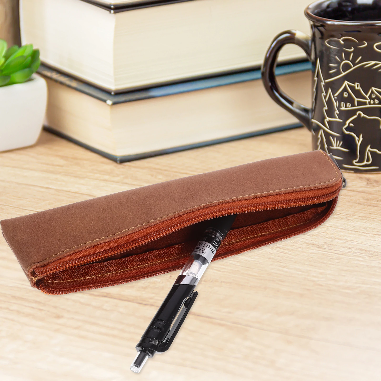 

2pcs Pencil Case Pen Bag Retro PU Cute Make Up Travel Boxes for Girls Slim Stationery Organizer Student Supplies