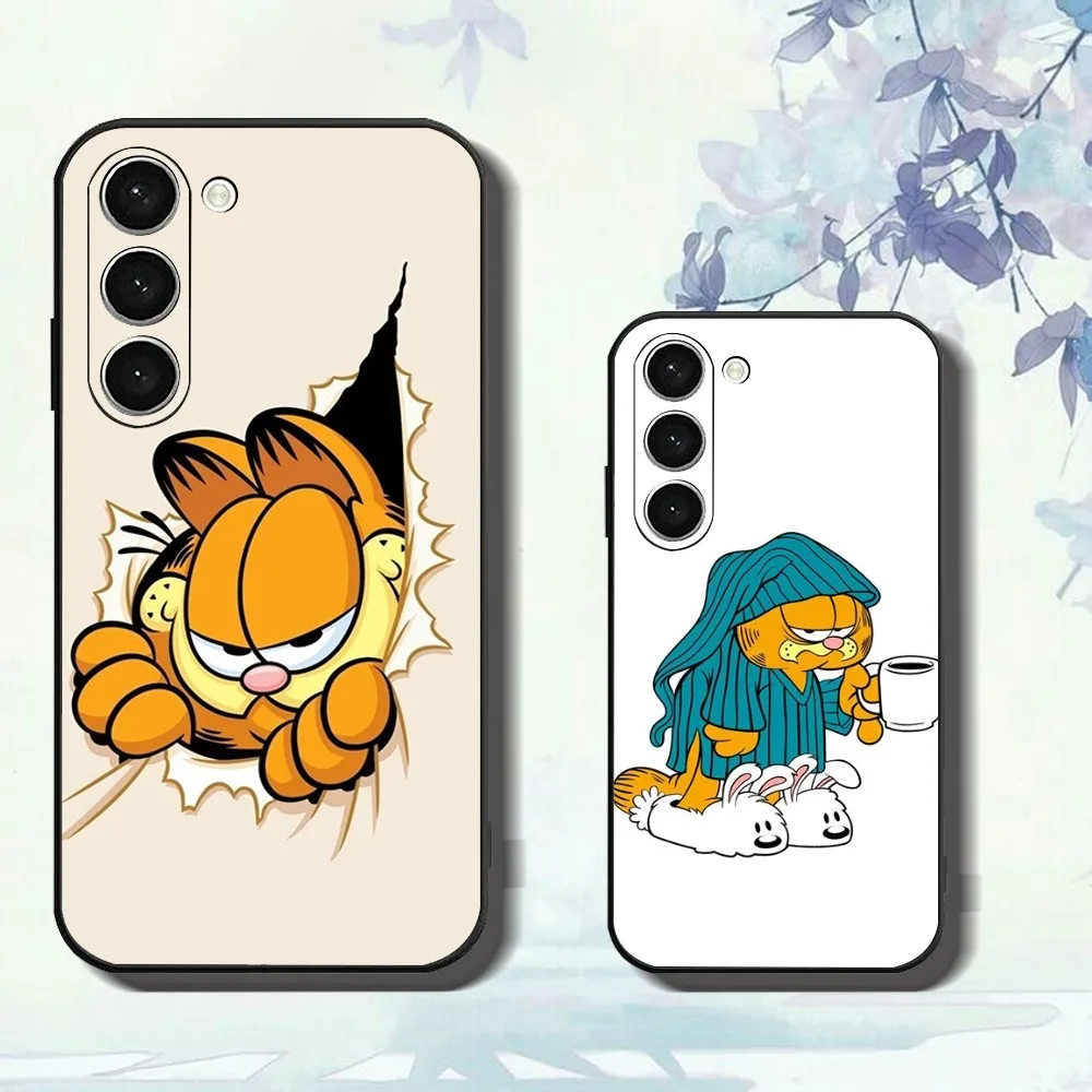 Cute Cartoon G-Garfield Phone Case For Samsung Galaxy A52 A12 A51 S21 Edge S22ULTRA S23 S20LITE Plus Ultra Black Cover