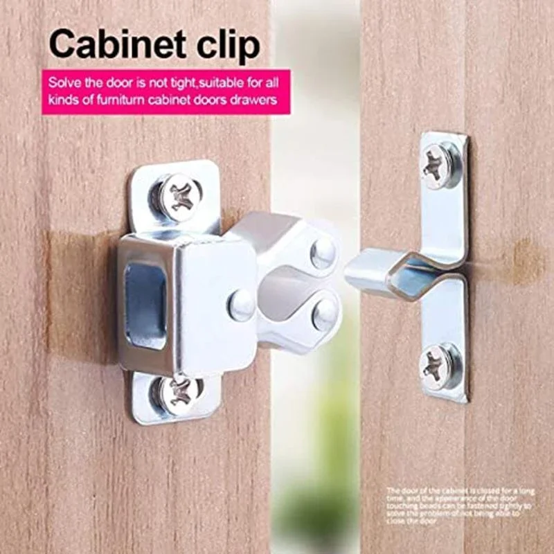 2set Retro Cabinet Door Double Roller Catch Ball Latch with Prong Hardware Copper Tone Cupboard Door Latch Hook With 4 Screws