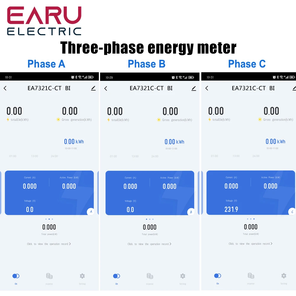 Compteur d'énergie bidirectionnel triphasé Tuya WiFi Zigequation, moniteur KWh, 3*110 V, 190V AC, 230 V AC, type divisé, CT ondulé, 3 pièces