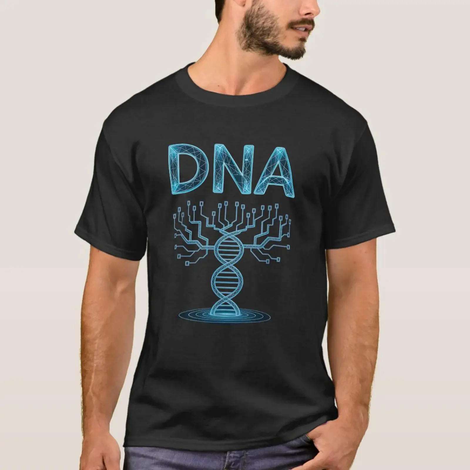Digital DNA Structure with Neural Tree and Data Ev T Shirt vintage Washed Comfortable streetwear Unisex fashion homme Stretched