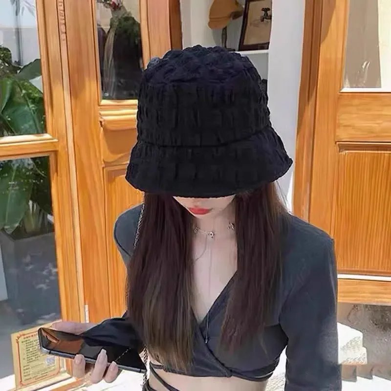 قبعة دلو نسائية أنيقة خفيفة الوزن لصيد الأسماك على الشاطئ، قبعات دلو من قماش الجاكار القطني للإجازات للنساء