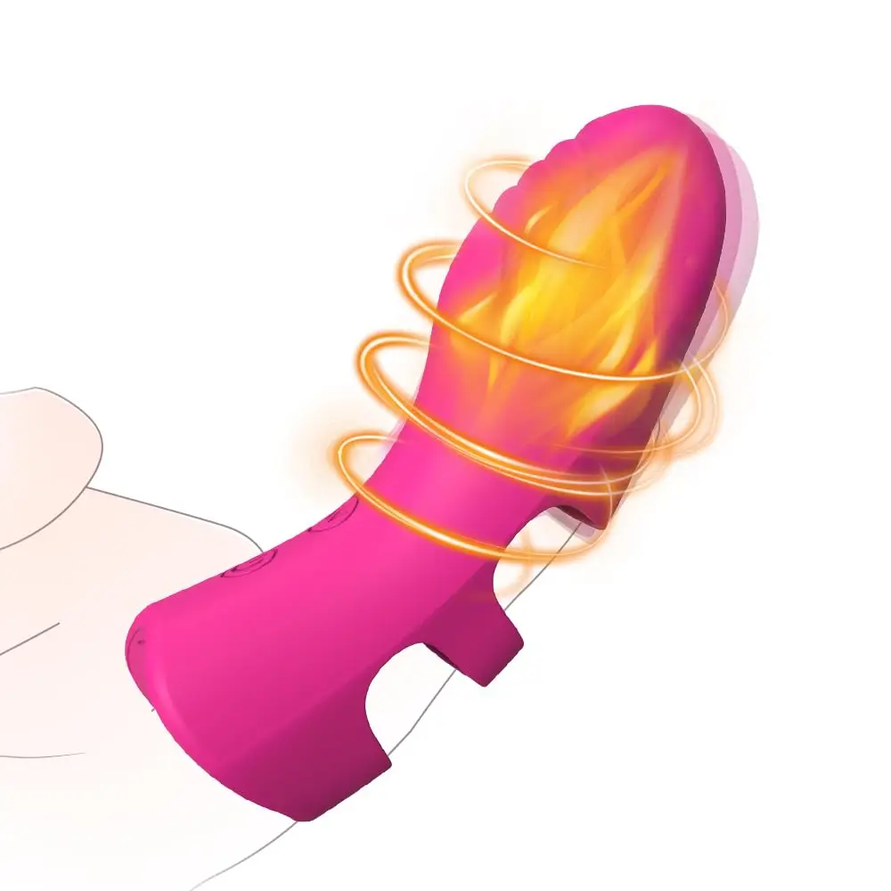 Vibrador de dedo para adultos, juguete sexual femenino, 9 tipos de vibración y función de calentamiento, clítoris, punto G, chupete