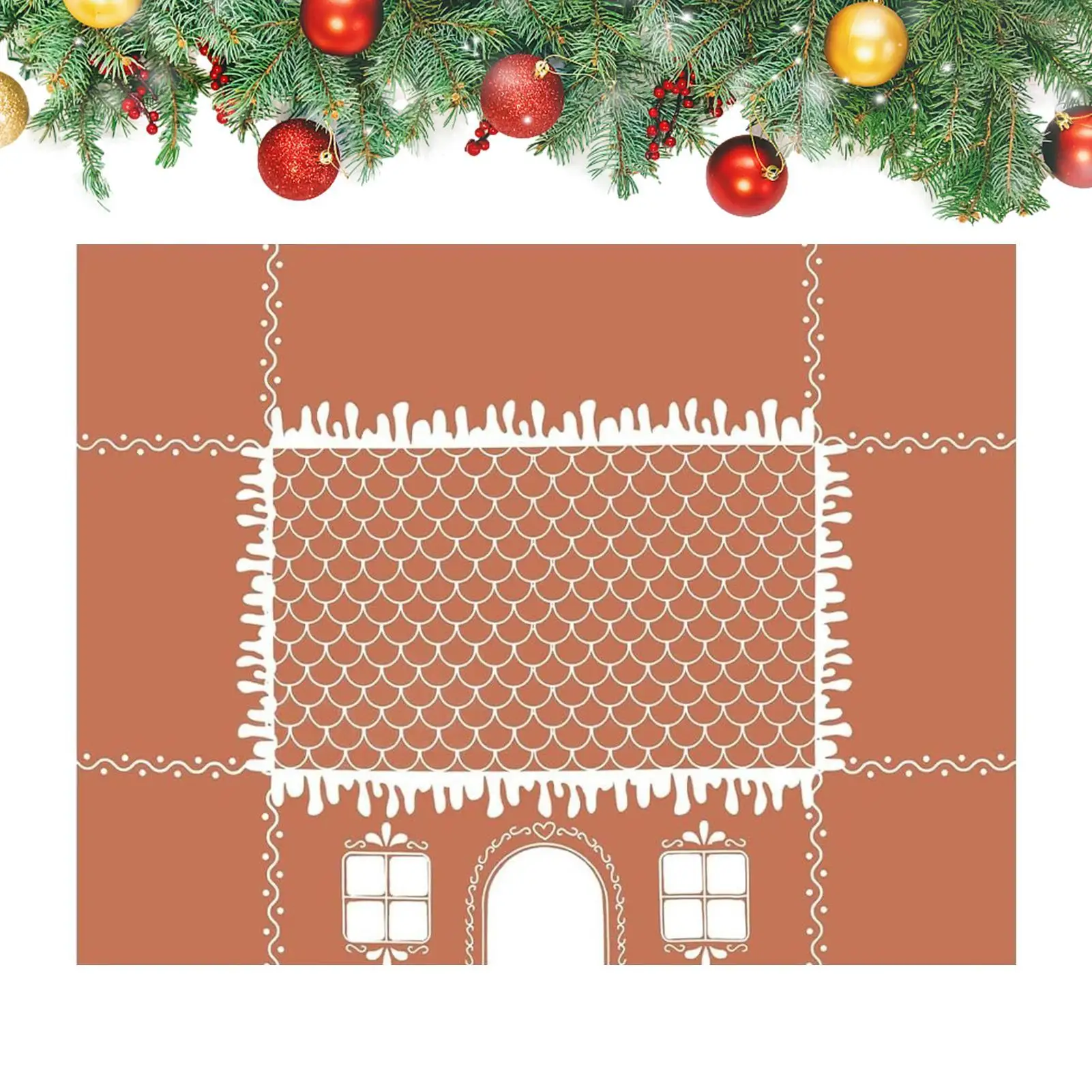 Gingerbread House Christmas Tablecloth Reusable Farmhouse Holiday Decor for Dining Kitchen Party Festival Table 47x59/59x71 inch