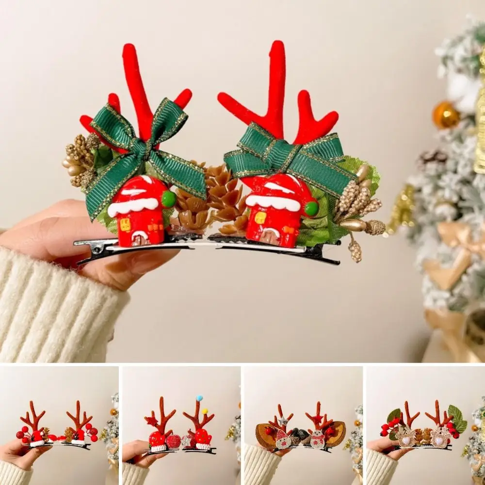 1 زوج جديد لطيف الأيائل القرن عيد الميلاد دبوس الشعر قرن الوعل إكسسوارات الشعر مقاطع الشعر المحمولة المعلقات عيد الميلاد أغطية الرأس هدايا الاطفال #1