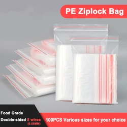 100P Self-sealing Pocket Zipper Lock Plastic Bag Can Be Repeatedly Closed Transparent Storage Fresh-keeping Packaging Bag 0.05mm