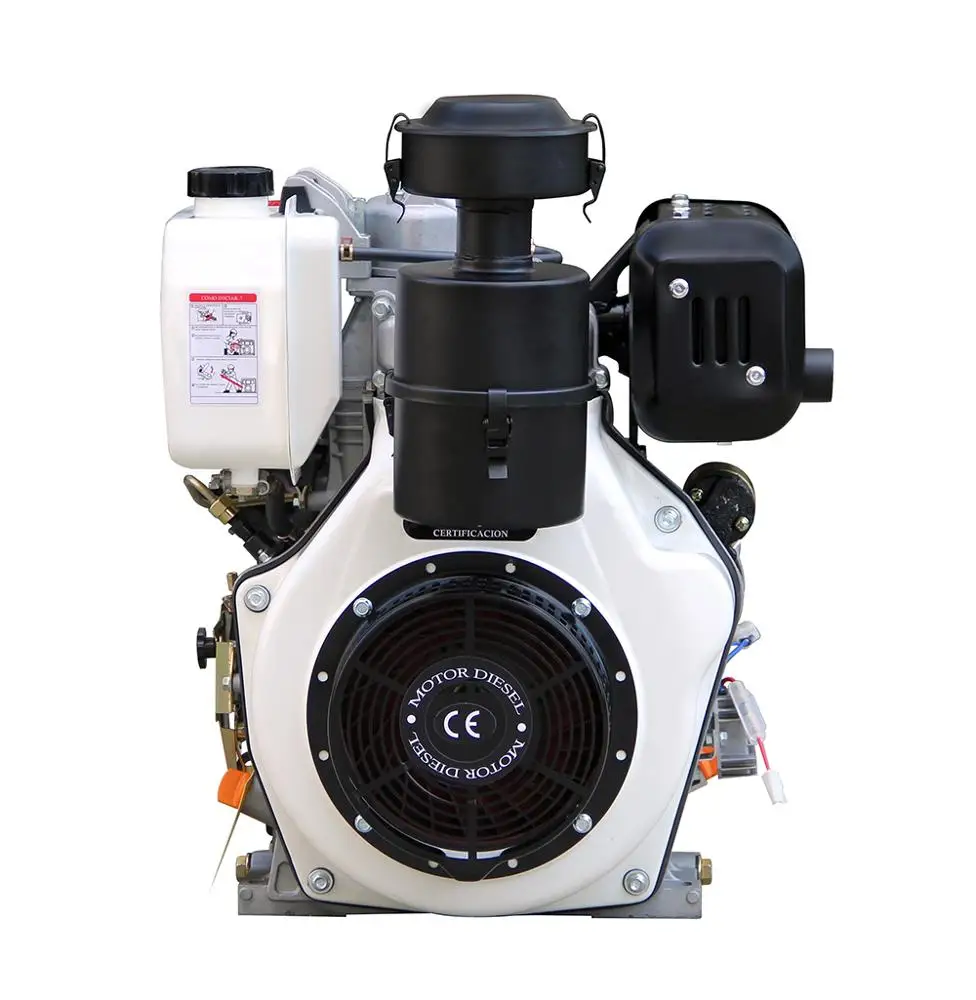 16hp 9.5KW single cylinder 25mm keyway shaft dies el engine with 5.5L fuel tank pump nozzle