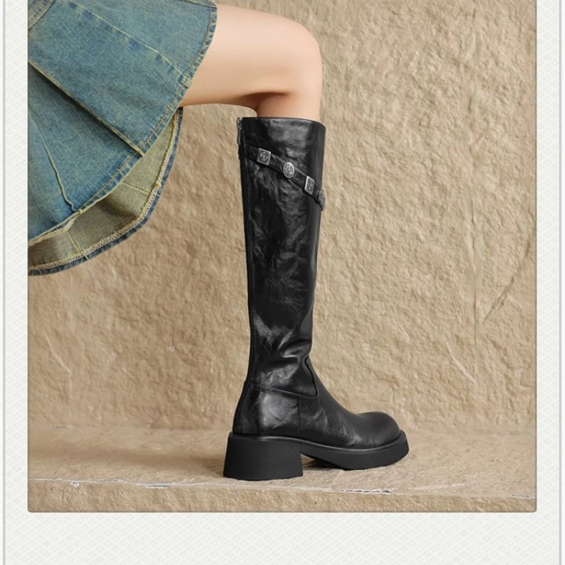 High Quality Thick Bottom Sleeve Round Head Slimming Fashion All Comfortable Non-slip Breathable Wear-resistant Women's Boots