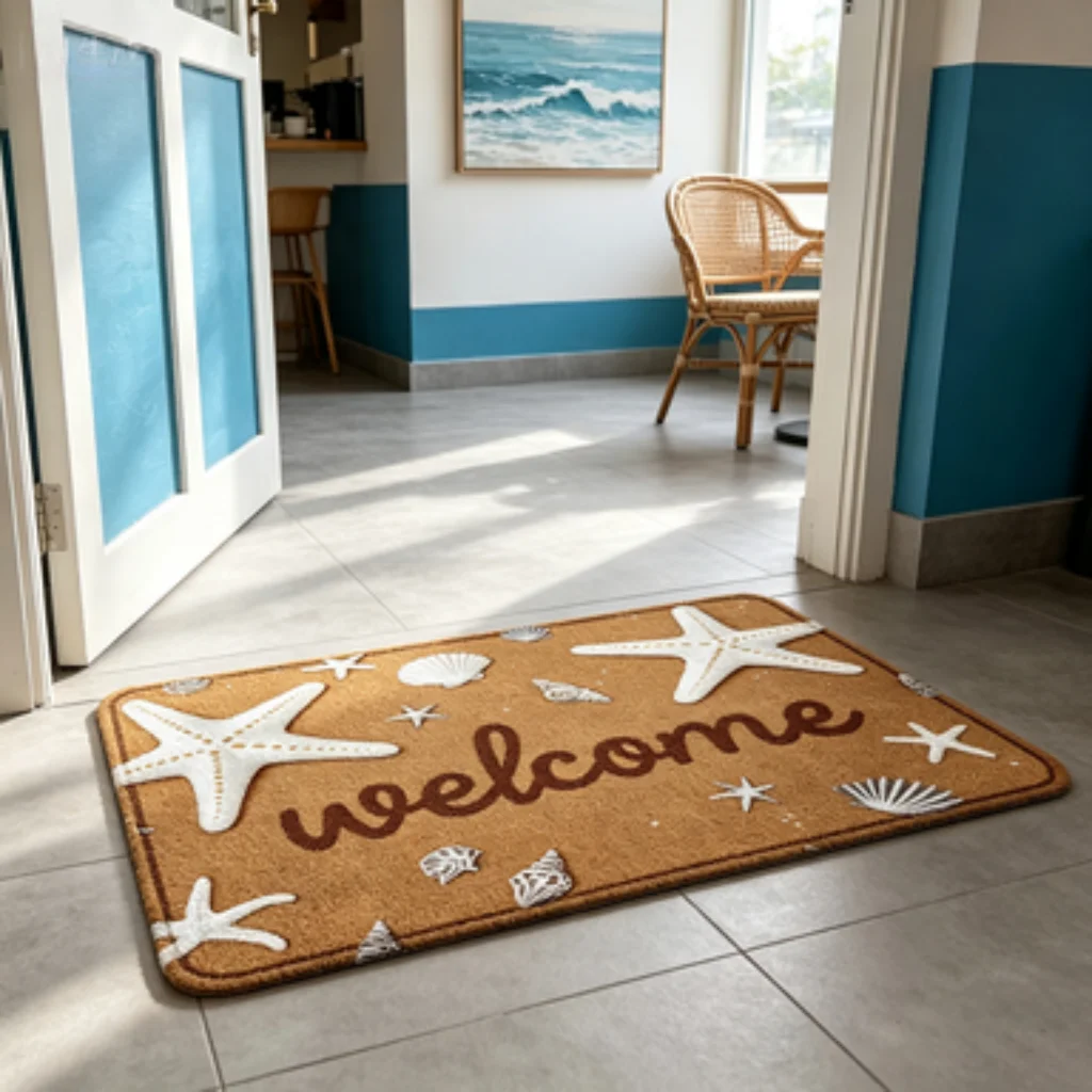 Seaside Turtle Shell Mat, Starfish Shell Foldable Mat, Jungle Parrot Plant Mat, Sunflower Welcome Washable Mat.