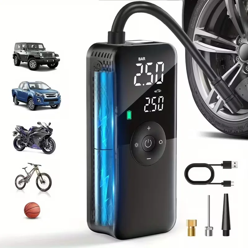 Portable Air Pump Tire Inflator Rechargeable Electric Car Motocycle Pump Bicycle Balls Car Tire Inflator