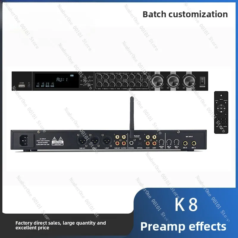 

K8 Preamp Effector Professional Effector KTV Preamp Reverb Microphone Anti-Feedback for Stage and Home Use