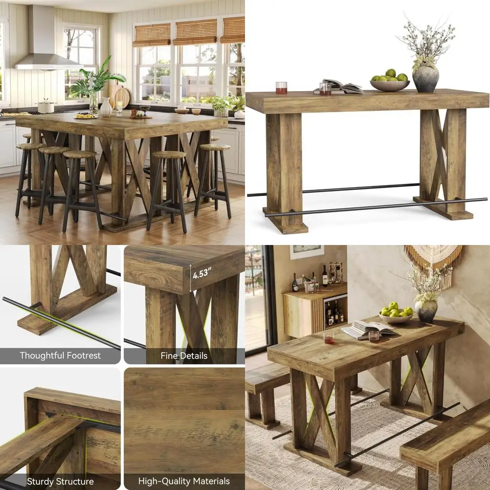 

Стол-бар из металла в индустриальном стиле 63 с X-образной опорой для кухни, паба, столовой или домашнего бара (цвет мокко)