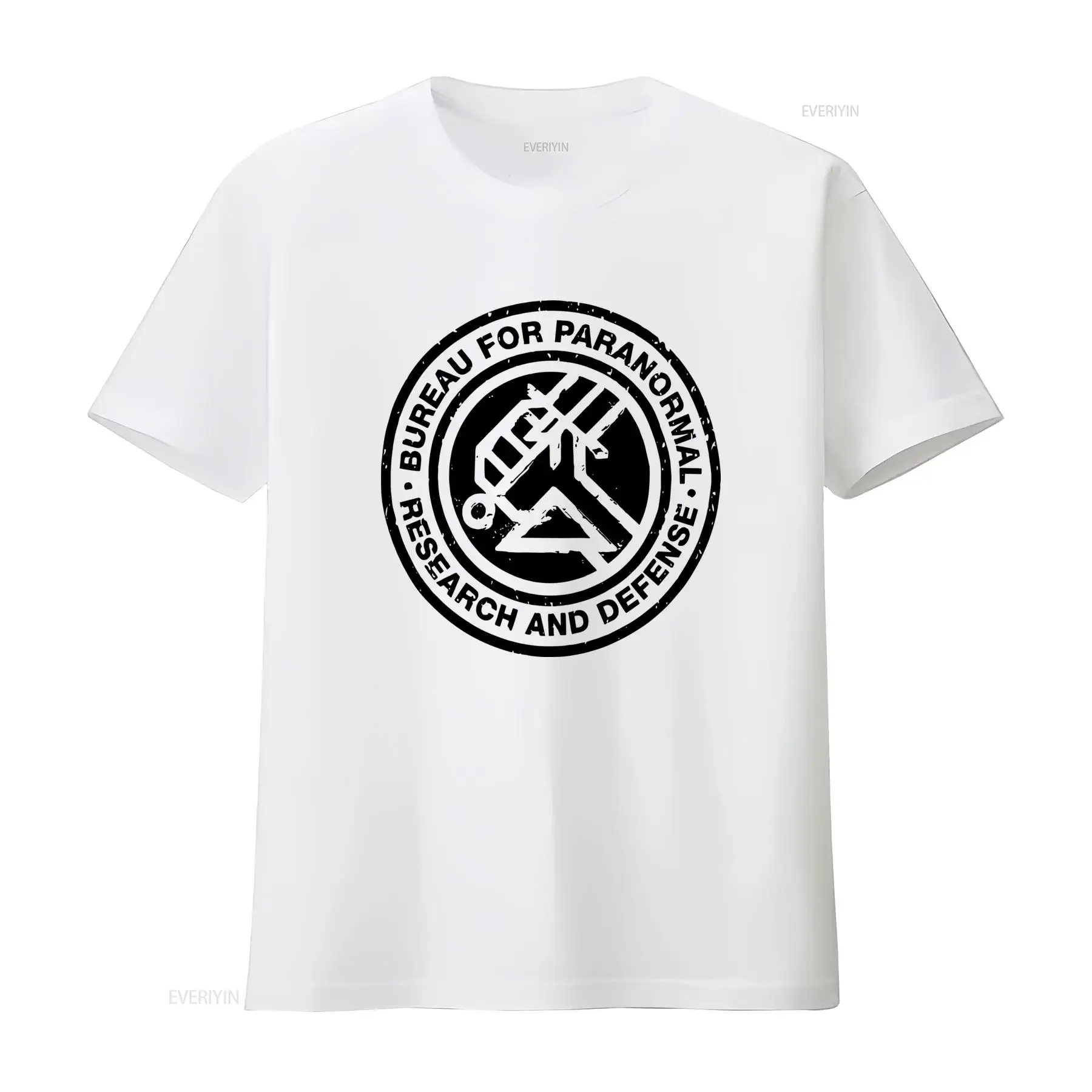 Hellboy Adult New T Shirt Bureau for Paranormal Research and Defense Logo Print vintage Washed homme streetwear Slightly