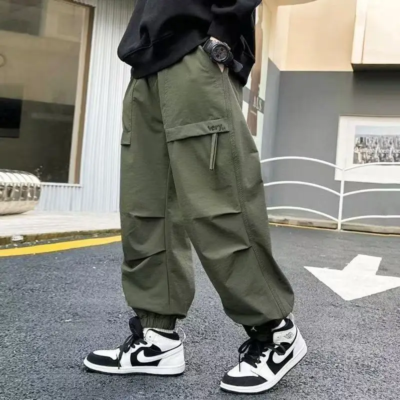 

2025 New Autumn Boys Solid Color Sports TrousersCotton Cargo Pants Children Casual Sweatpants Fashion Children's Clothing