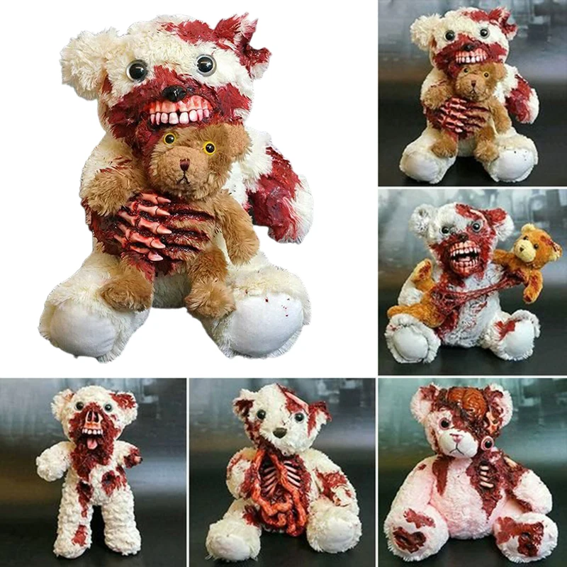 Bloody Teddy Bear Halloween Horror Theme Doll Resin Decoration Craft Resin Ornament for Home Yard Garden Decor Room Decor