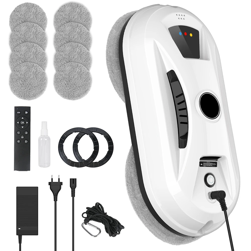 Nettoyeur de vitres automatique 5600Pa adapté aux étages hauts, robot aspirateur électronique avec chiffon de nettoyage et télécommande