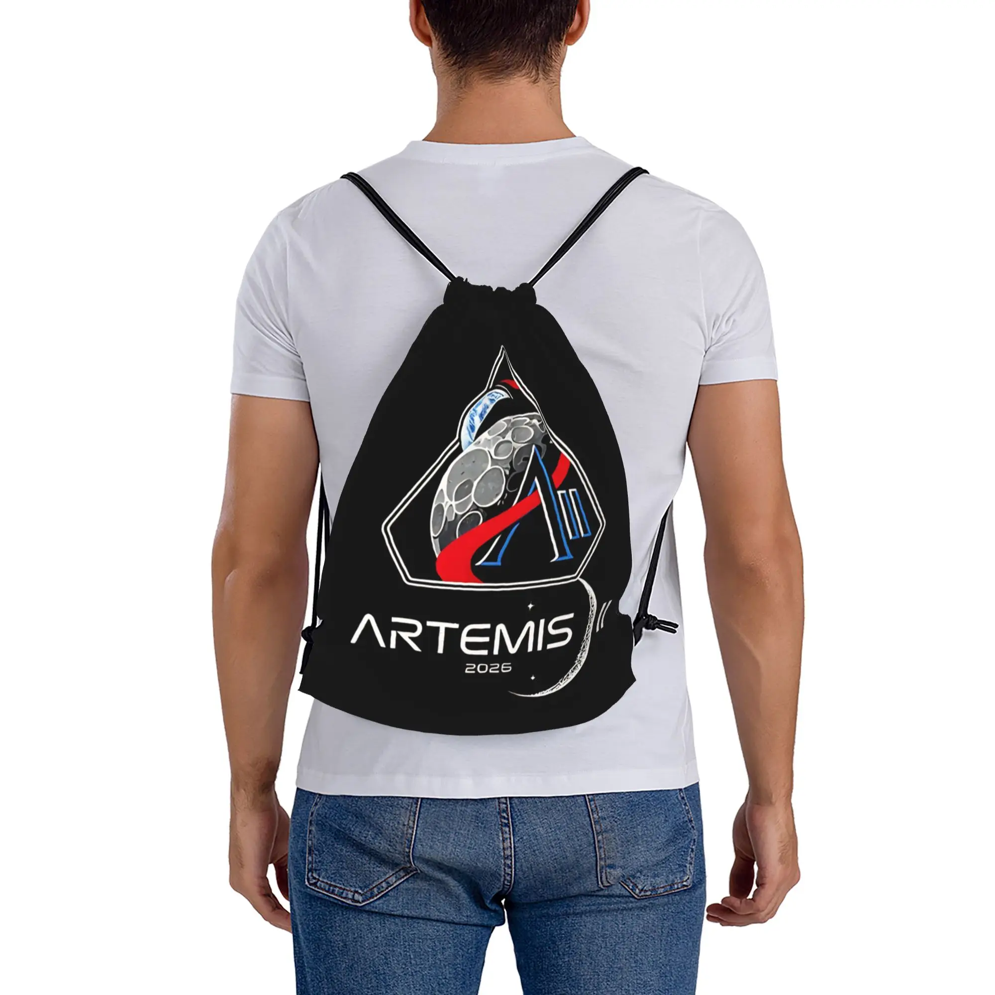 2026 Artemis II 2  Multi-function Pocket Men Women Storage Backpack Teenager Travel Bag Print Drawstring Bags