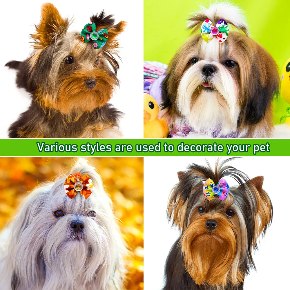 10/20/30PCS Pet Hair Bows Dog Grooming Accessories Bow With Rubber Bands For Dogs Headwear Puppy Cat Bow Pet Supplies