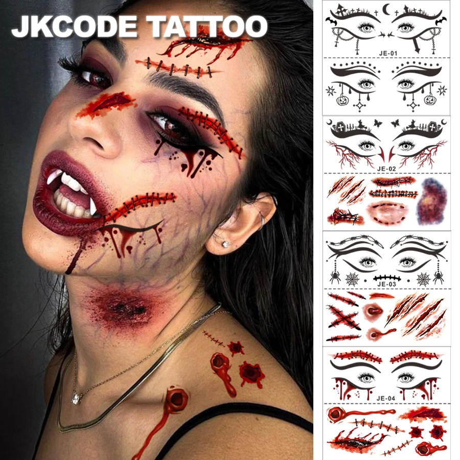

Halloween Eye Shadow Tattoo Stickers-12 Eye Shadow Set Ghost Bride Bat Spider Decorative Eyeliner Eye Shadow Stickers - Horror Fashion Party Makeup Tools - Horror Scar Tattoo Stickers - Black Clown Lips DIY Decoration Fake Tattoo Prank Props Halloween Rol