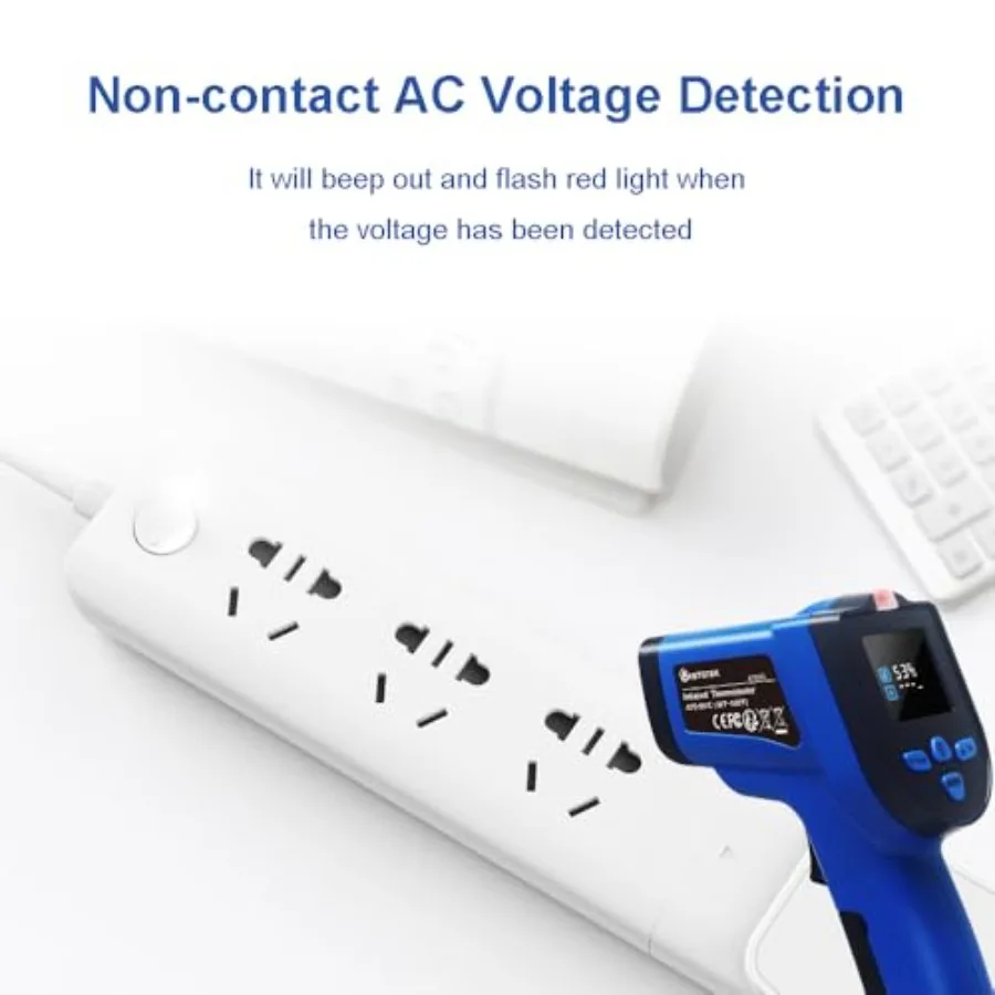 ميزان الحرارة بالأشعة تحت الحمراء مسدس درجة الحرارة بالليزر عدم الاتصال 581022F مع K نوع الحرارية التحقيق الرطوبة NCV كاشف اللون LCD f