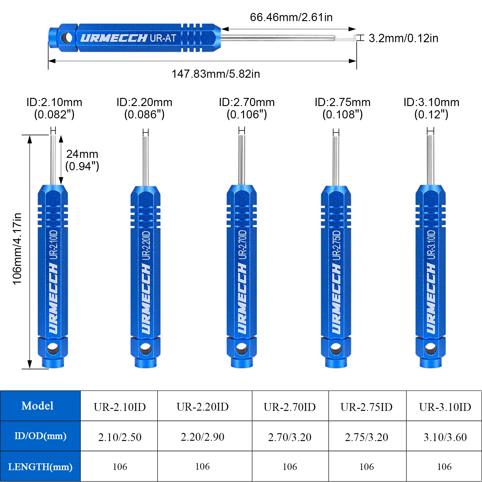 Pin Extractor Terminal Removal Tools Kit for JST/AMP .062\