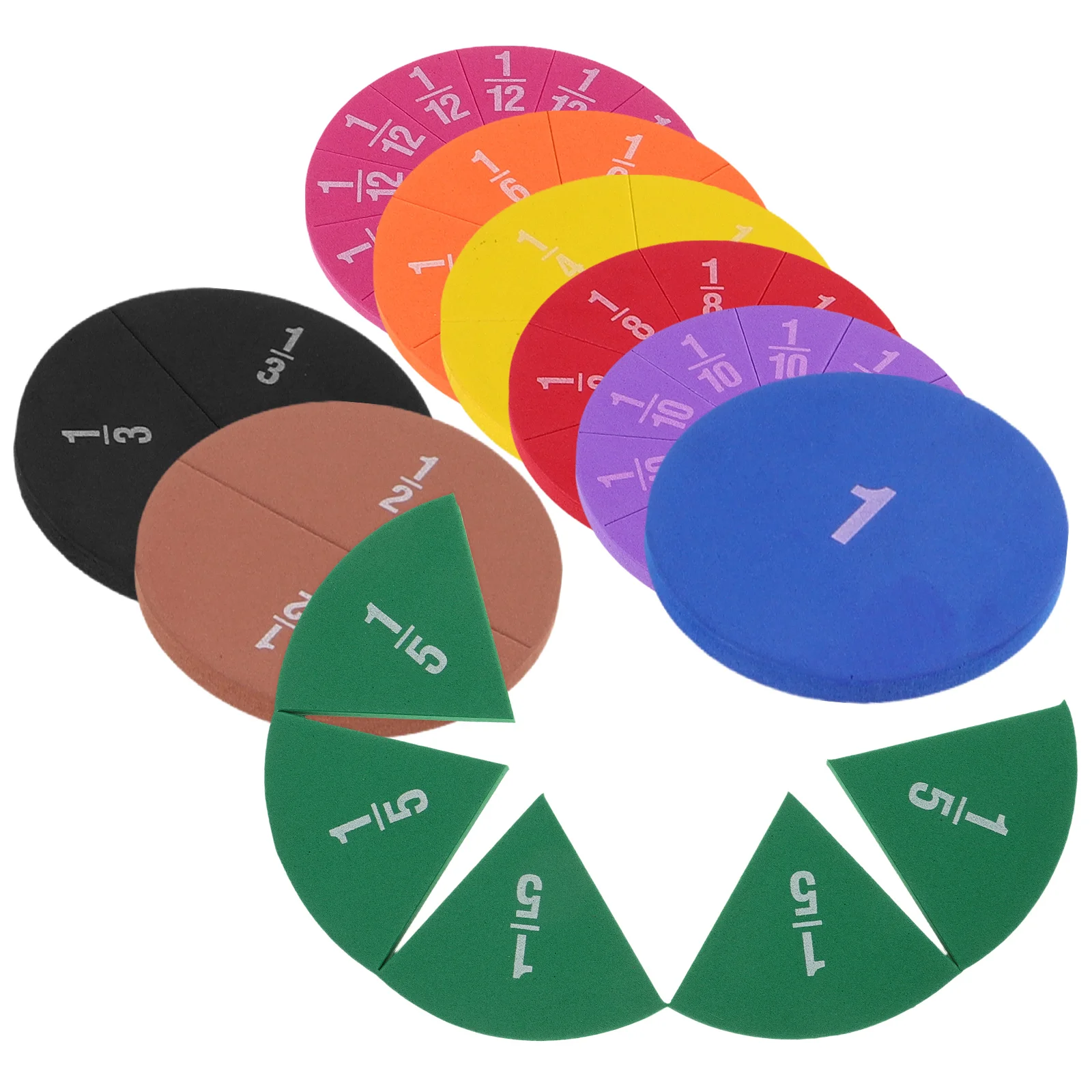 

Plastic Fraction Circles Round Math Toys Classroom Kits Vibrant Colors Magnetic Props Study Accessories Education