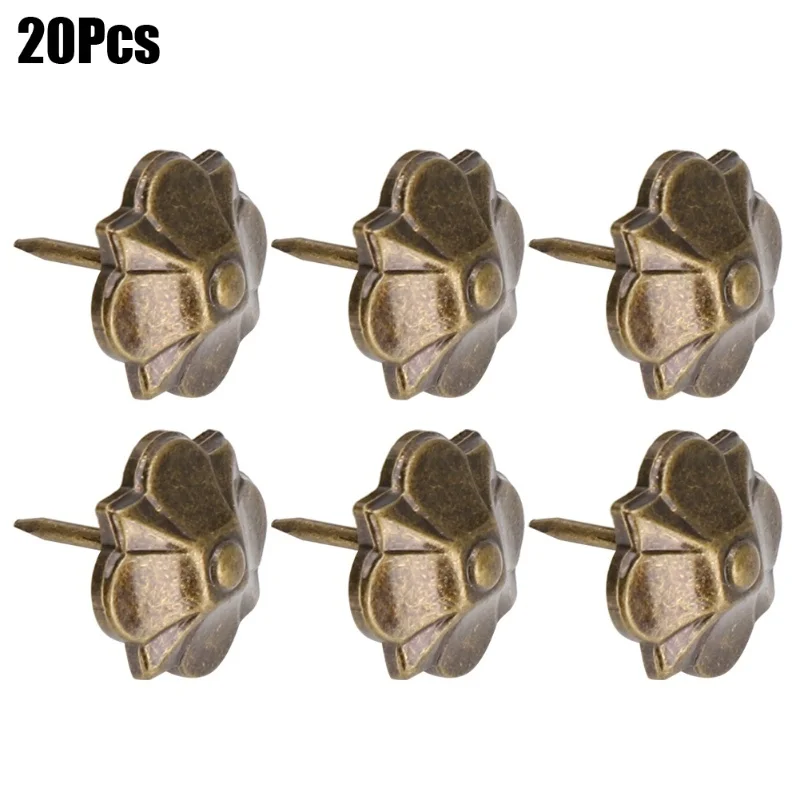 20Pcs Sofa Bubble Nail Vintage Thicken 4-Leaf Clover Pattern Decorative Fasteners 20 X 22mm