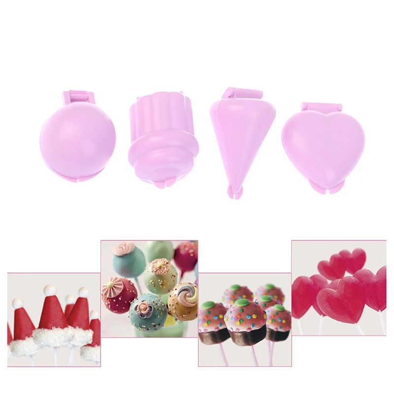 4Pcs/Set Lolly Shape Plastic Mould Cupcake Baking Tools For Cakes Mold Maker Chocolate Candy Mould Baby DIY Ice Ball Maker